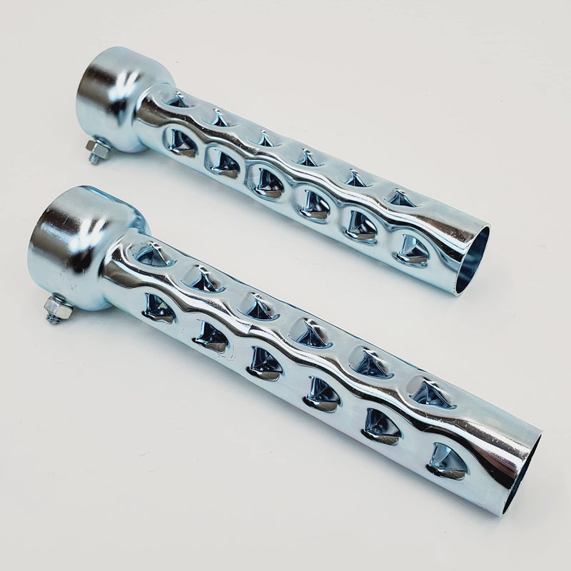 Billet Proof Designs 8    LONG Exhaust Baffles for 2"" OD Exhaust Pipes & Mufflers - Noise Reducer/Silencer - SOLD AS A PAIR w/Mounting Nut & Bolt - Galvanized Steel - Motorcycle, Harley, Chopper, Bobber, Cafe Racer - Image 1